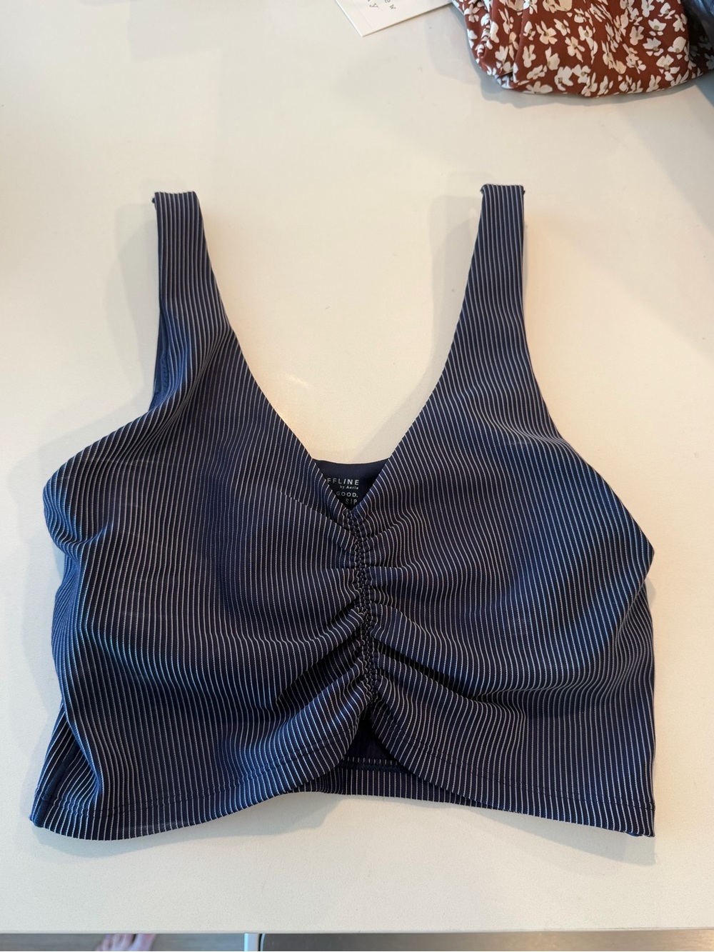 Offline by Aerie Stripe Rib Ruched Low Key Sports Bra